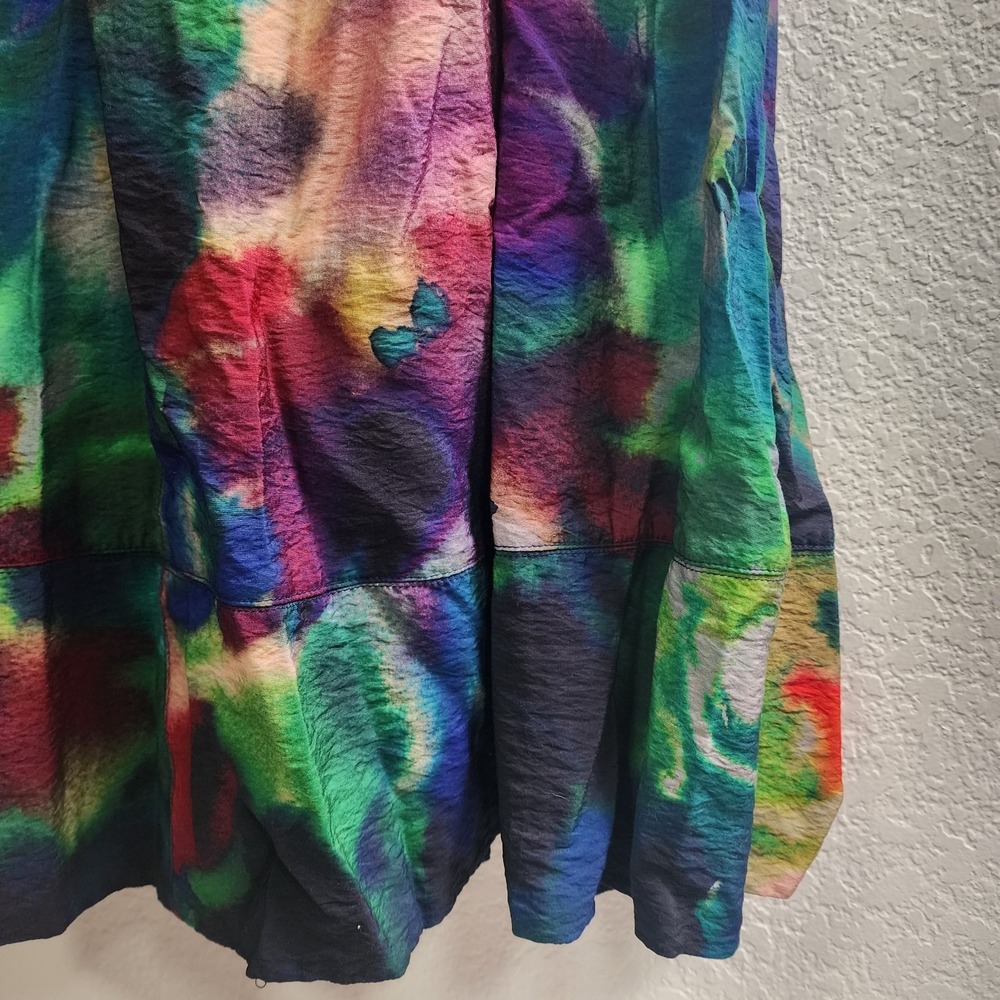 Anthropologie Printed V-Neck Pleated A-Line Watercolor Dress Size L - Picture 3 of 13